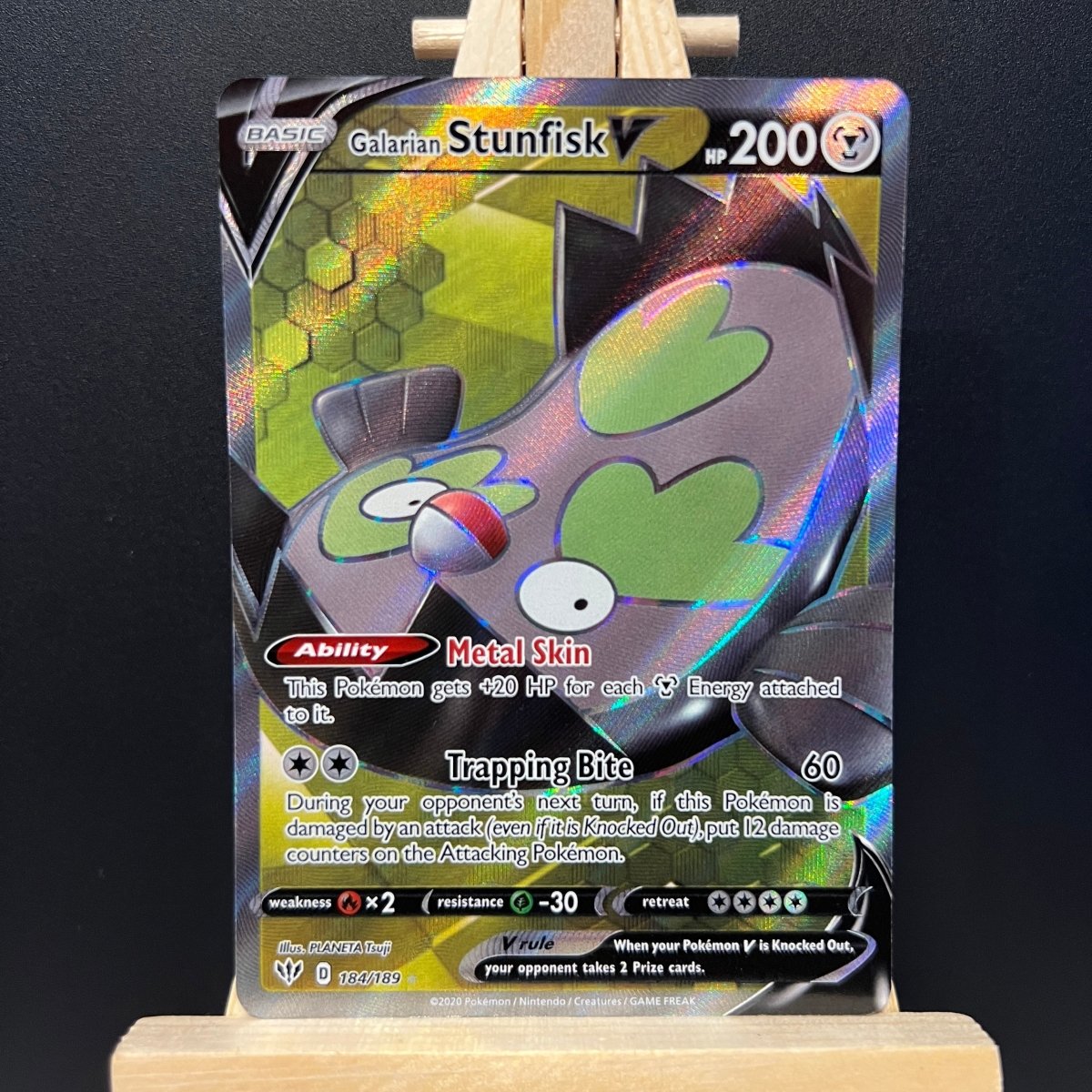 Galarian Stunfisk V #184 Pokemon Card (Darkness Ablaze) - Unbox Unbored