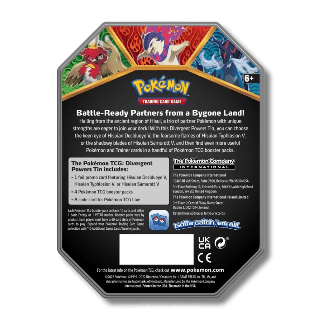 Pokemon TCG: Divergent Powers Tin (Hisuian Typhlosion V) - Unbox Unbored