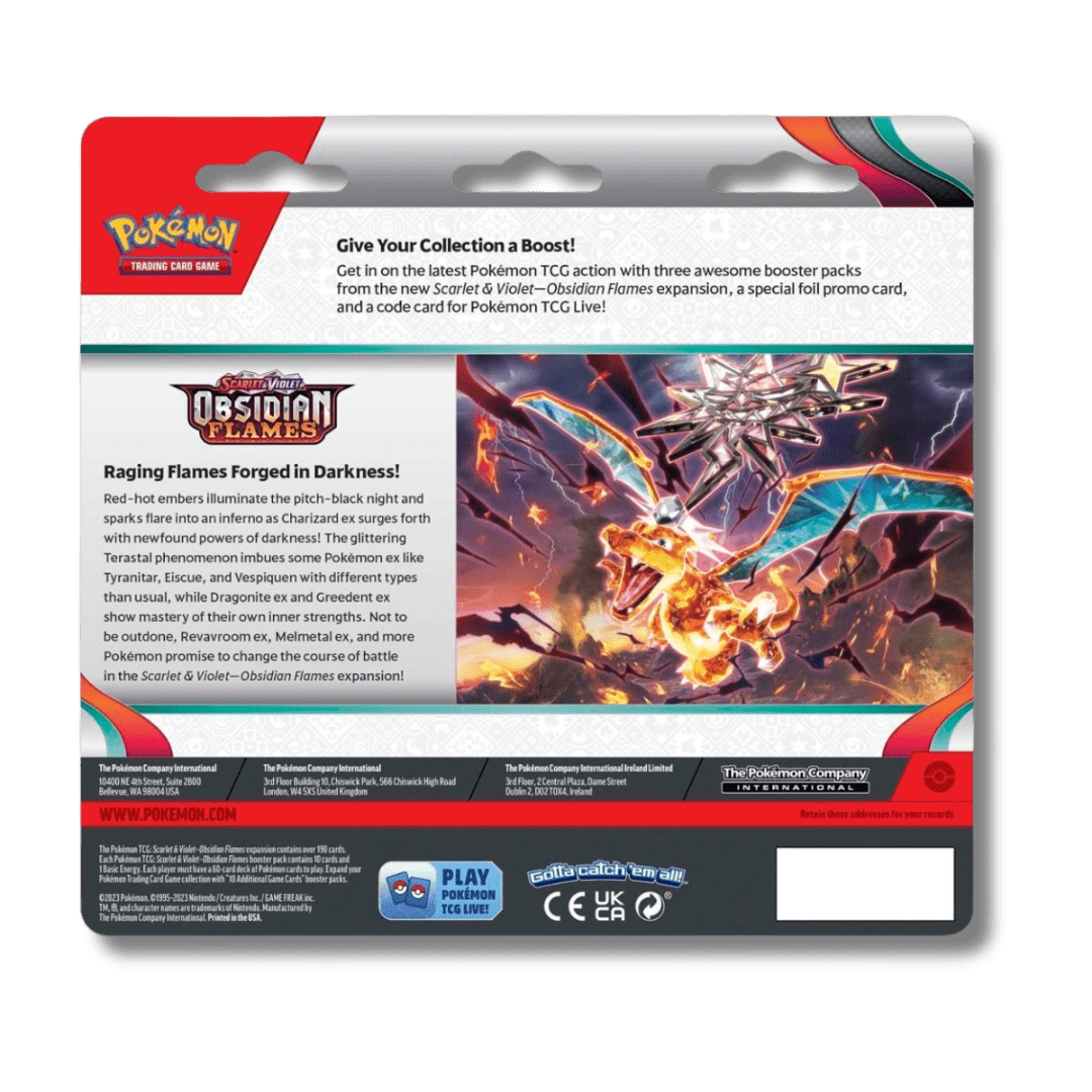 Pokemon TCG: Obsidian Flames - 3 Booster Blister Pack - Unbox Unbored
