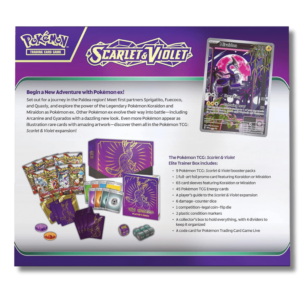 Pokemon TCG: Scarlet and Violet Elite Trainer Box - Miraidon (ETB) - Unbox Unbored