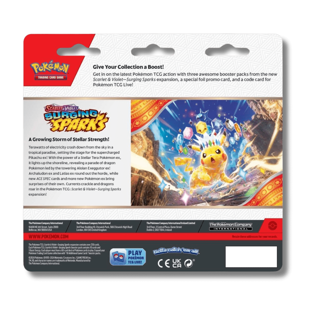 Pokemon TCG: Surging Sparks - 3 Booster Blister Pack - Unbox Unbored