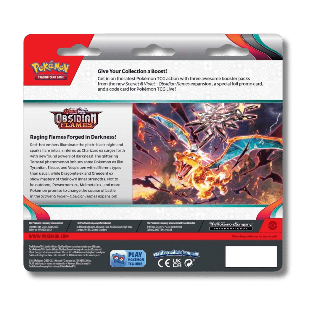 Pokemon TCG: Obsidian Flames - 3 Booster Blister Pack - Unbox Unbored Ltd