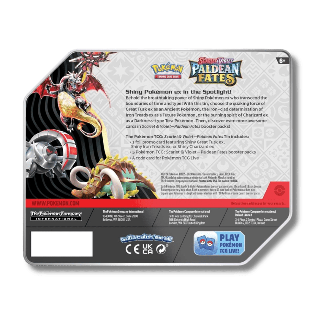 Pokemon TCG: Paldean Fates Large Tin (Charizard ex) - Unbox Unbored Ltd