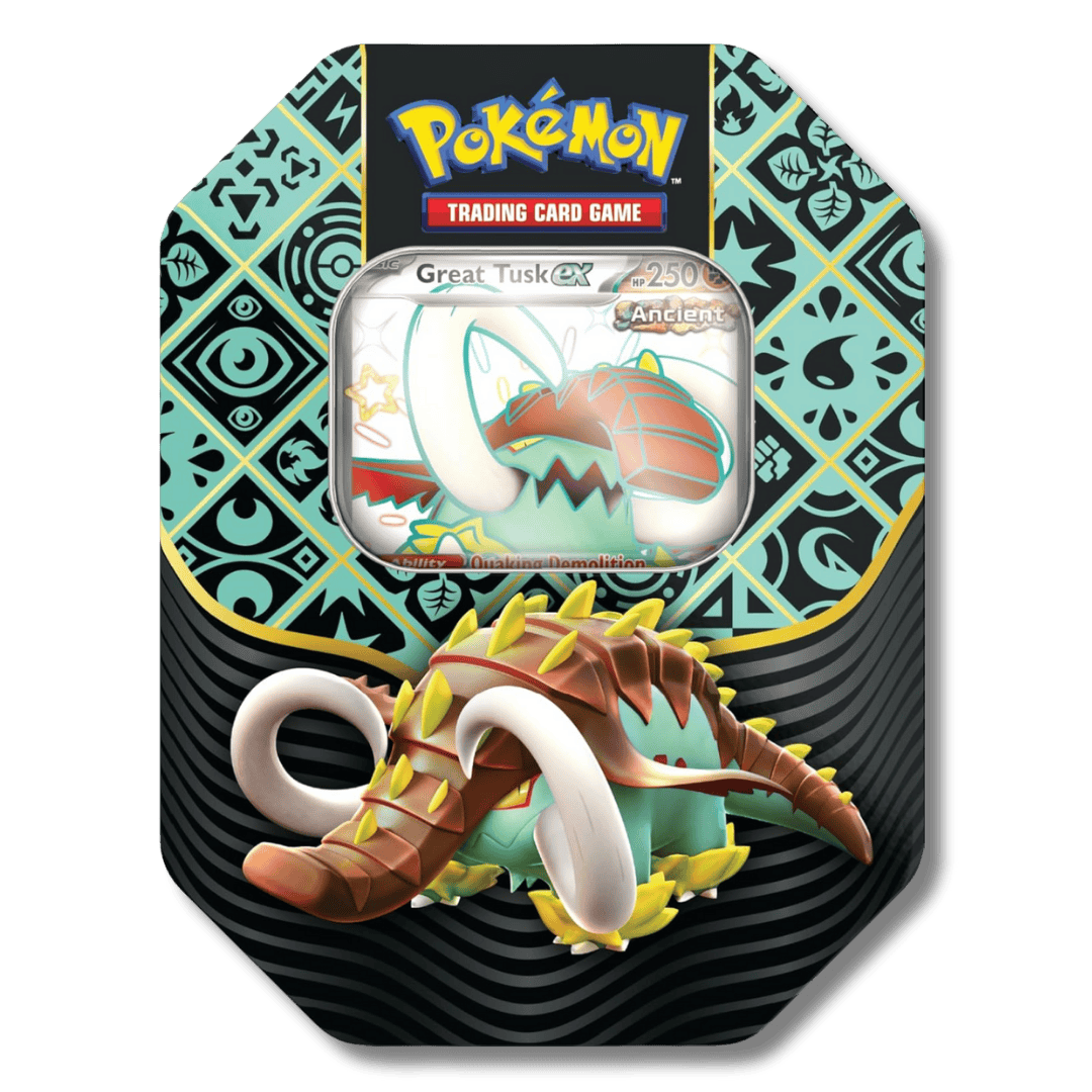 Pokemon TCG: Scarlet & Violet Paldean Fates Tin (Shiny Great Tusk ex) - Unbox Unbored Ltd