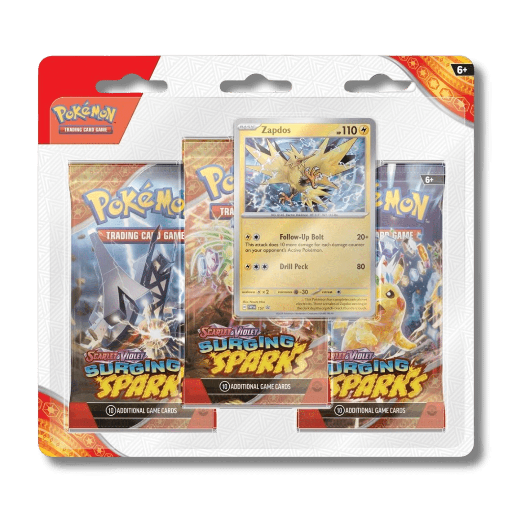 Pokemon TCG: Surging Sparks - 3 Booster Blister Pack - Unbox Unbored Ltd