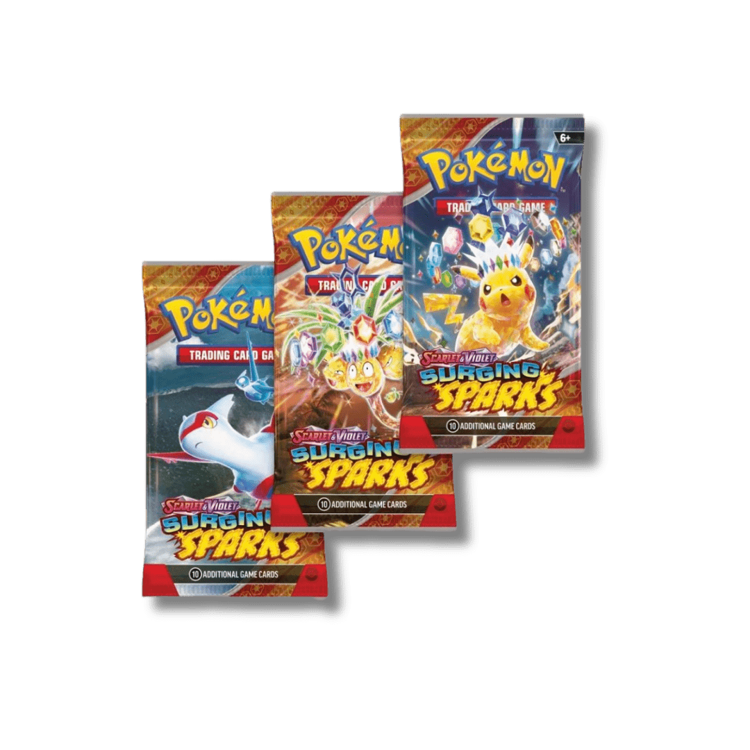 Pokemon TCG: Surging Sparks - 3 Booster Blister Pack - Unbox Unbored Ltd