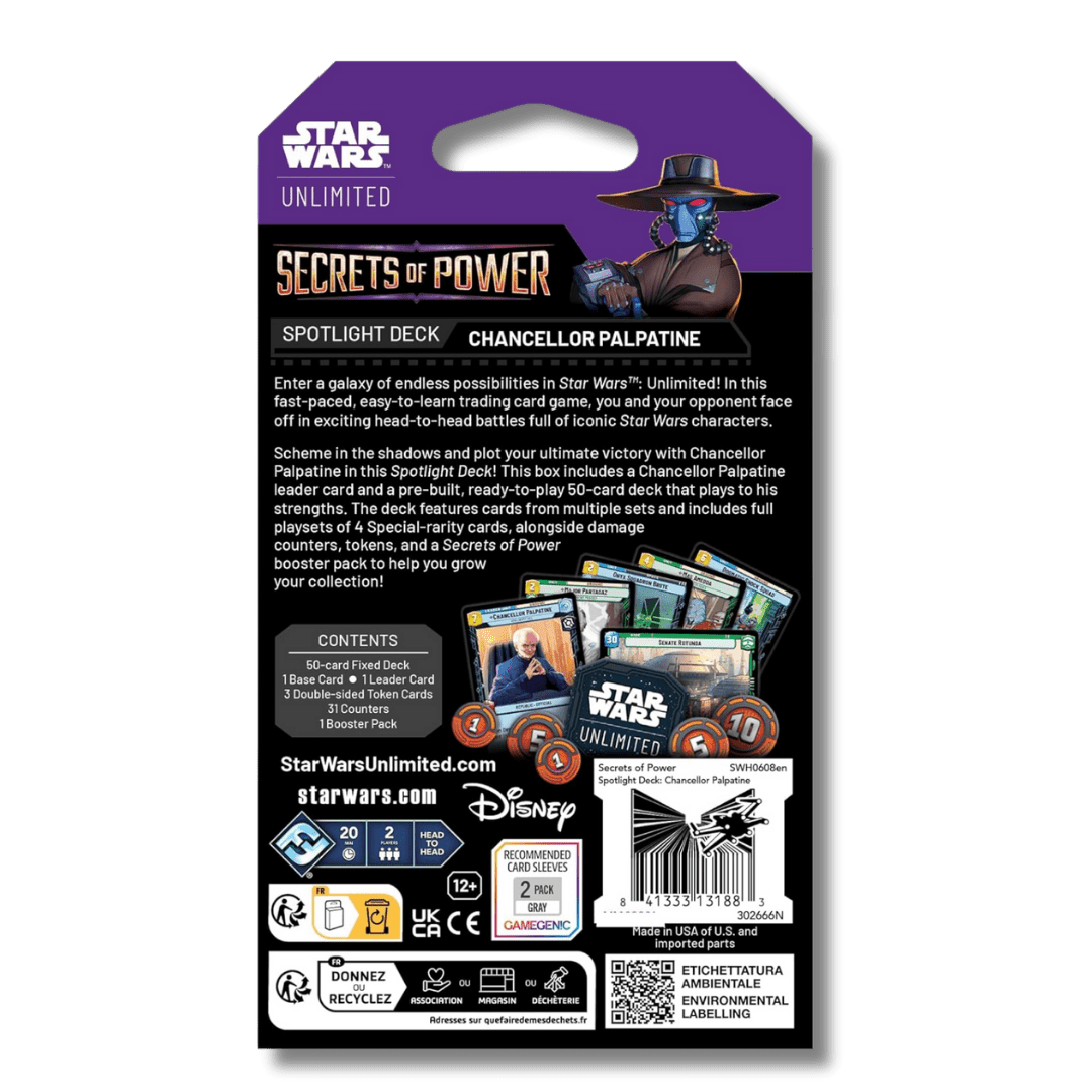 Star Wars: Unlimited - Secrets Of Power Spotlight Deck (Chancellor Palpatine) - Unbox Unbored